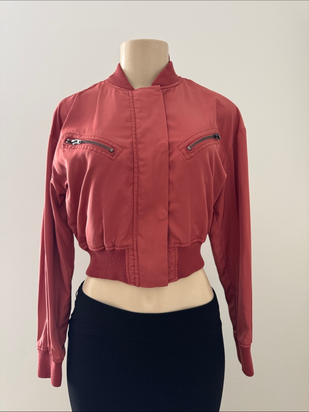 Ashley By 26 International Cropped Bomber Jacket - Rose